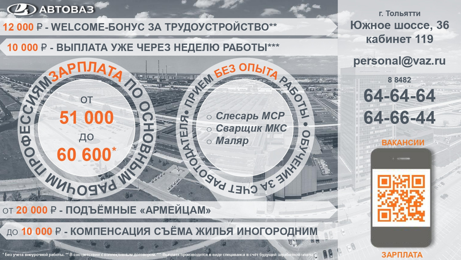 НАЛИЧИЕ ВАКАНСИЙ ДЛЯ ТРУДОУСТРОЙСТВА В ТОЛЬЯТТИ АВТОВАЗ
