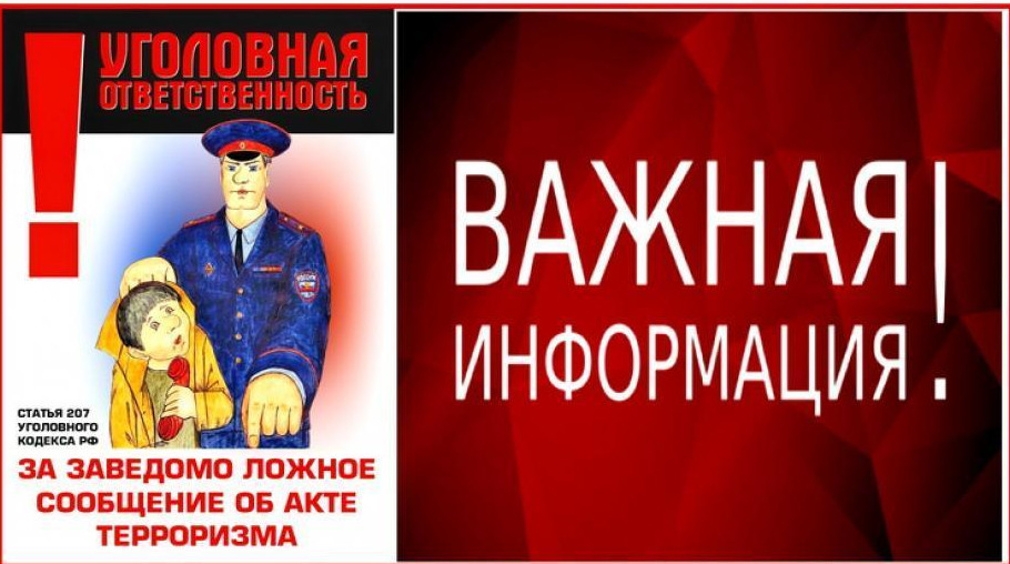 Памятка об ответственности граждан за заведомо ложные сообщения об угрозе совершения террористических актов- статья 207 УК РФ ЗАВЕДОМО ЛОЖНОЕ СООБЩЕНИЕ ОБ АКТЕ ТЕРРОРИЗМА – УГОЛОВНО НАКАЗУЕМОЕ ДЕЯНИЕ!