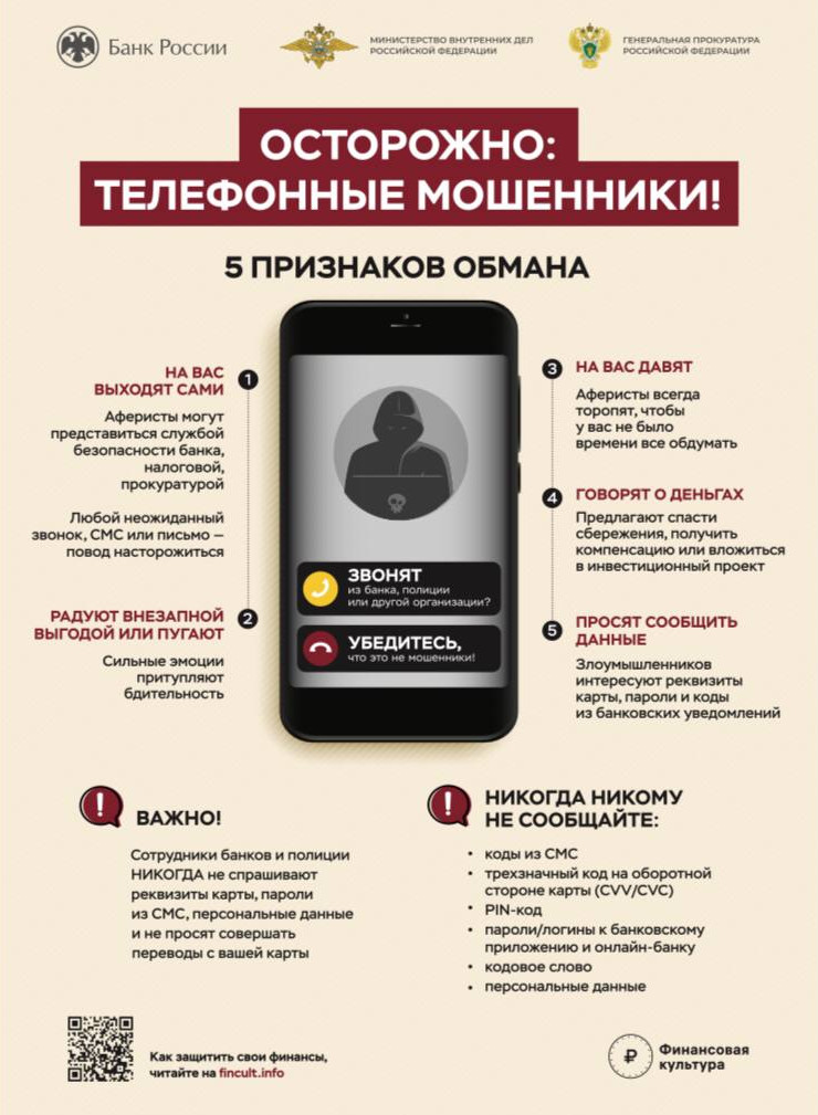 Информация по противодействию злоумышленникам и в целях профилактики преступлений, связанных с хищением денежных средств с банковских карт и счетов.