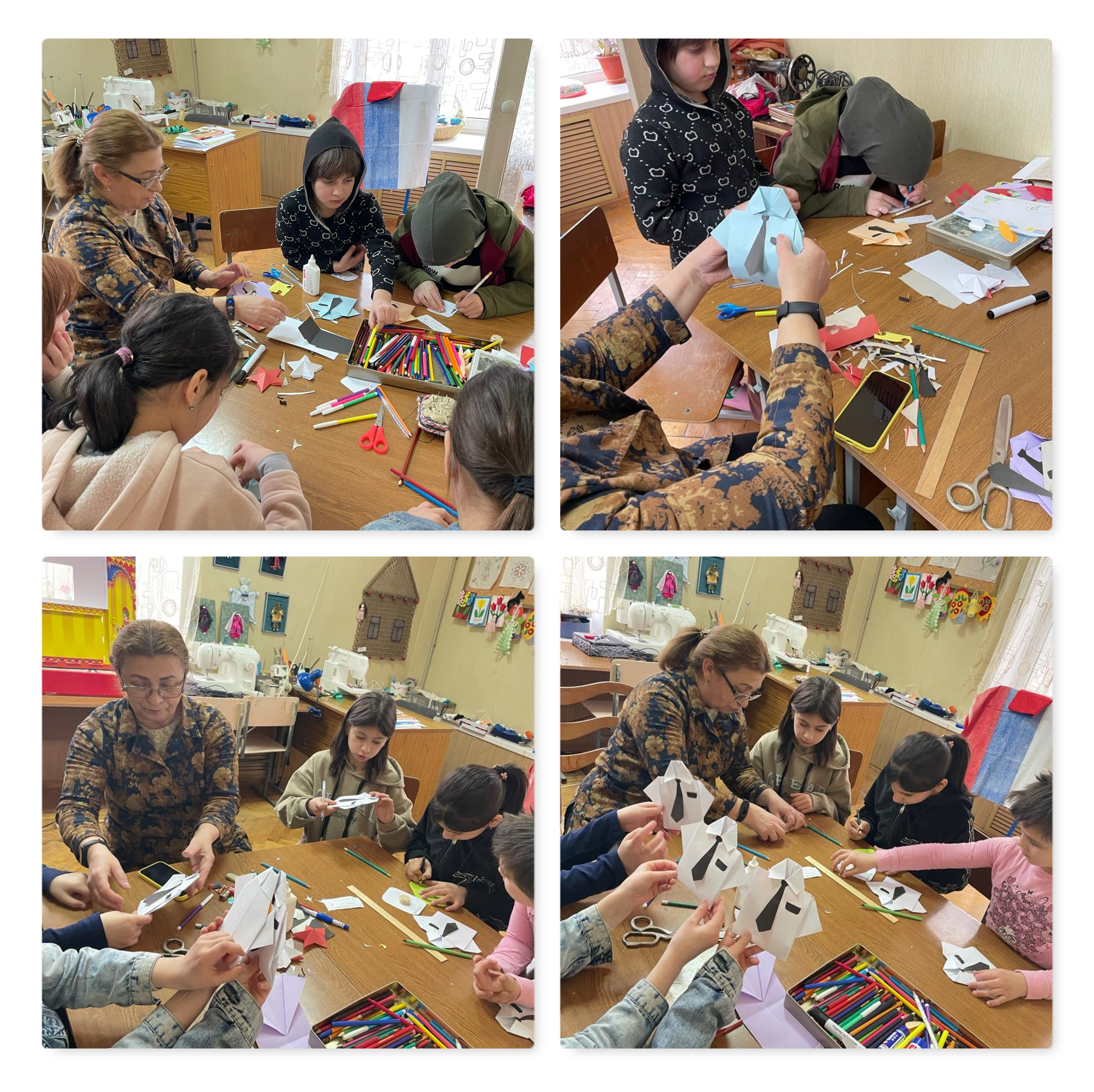 Девочки подготовили открытки ко Дню Защитника Отечества