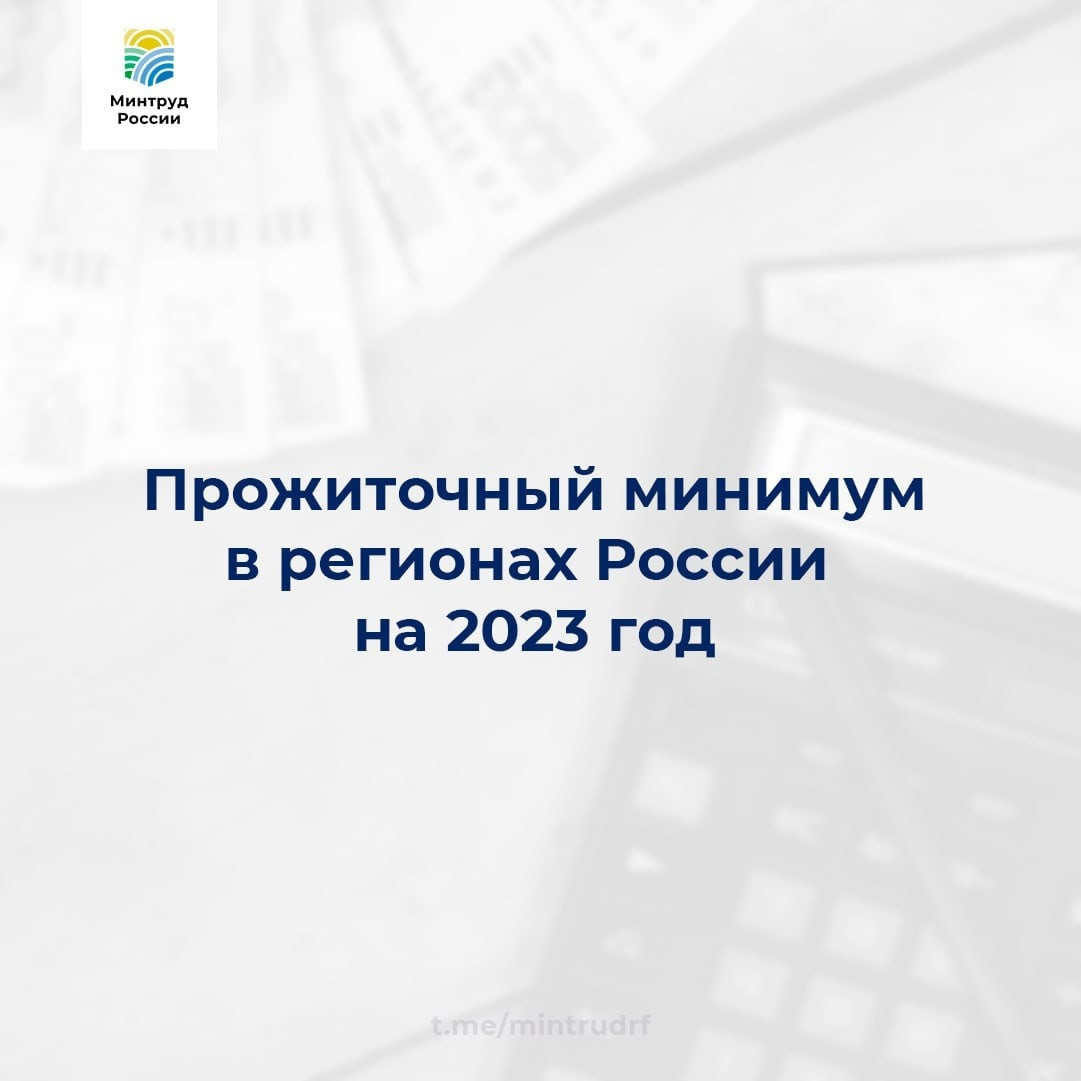 Прожиточный минимум в регионах России на 2023 год