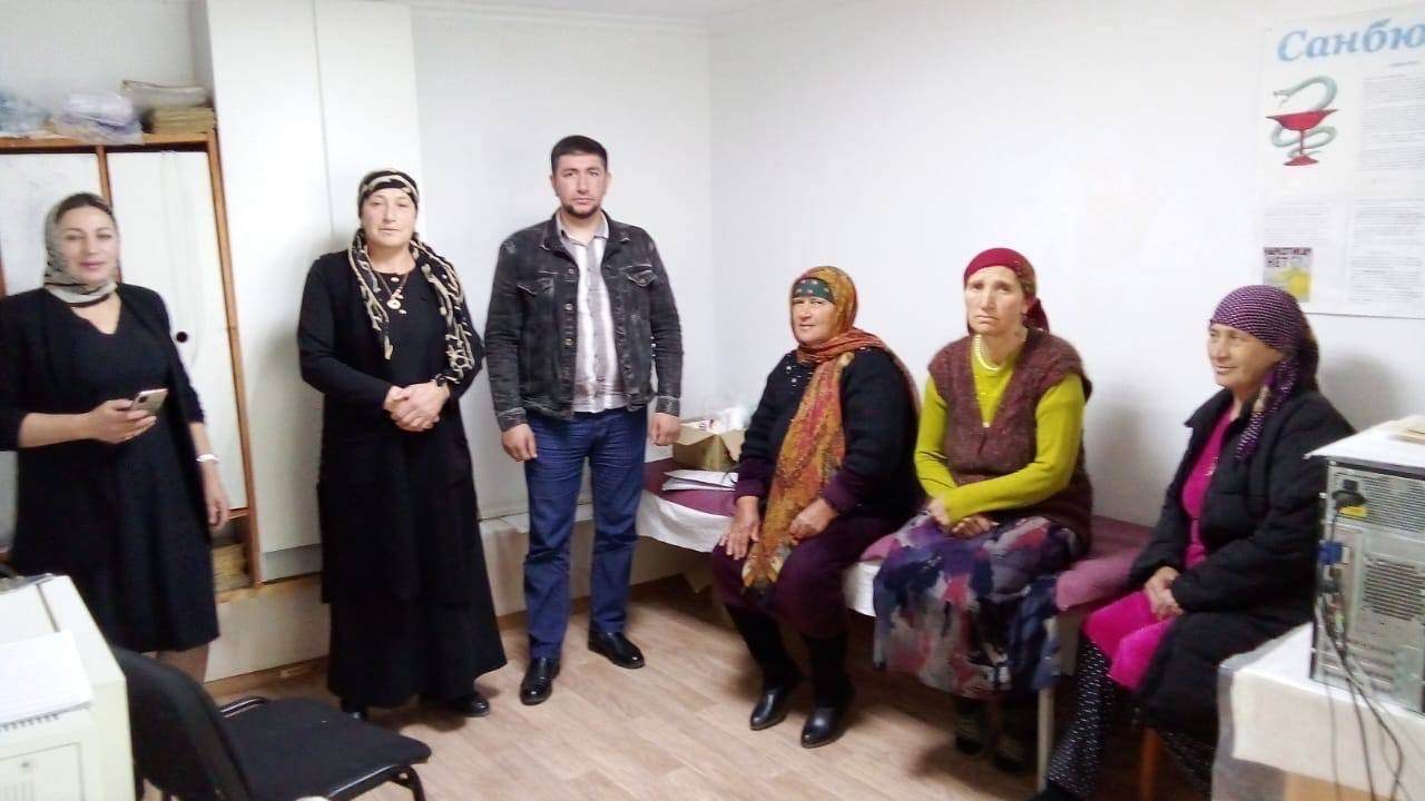 Специалисты мобильной бригады на рабочем выезде в села Цудик, Джилихур, Мюхрек Рутульского района