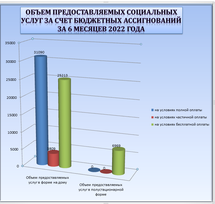 Информация об объеме предоставления социальных услуг за 6 месяцев 2022 г. за счет бюджетных ассигнований