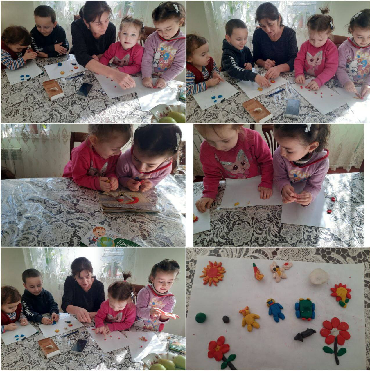 Специалист по работе с семьей Алиева Н.А. провела на дому с подопечными детьми занятие по лепке из пластилина