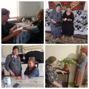 15.07.2022г ГБУ РД КЦСОН в МО «Хасавюртовский район « сСадовое Отделение 13, заведующая отделом Устарханова А. Социальные работники Данилова Эи Солтамутова А. Согласно установленному графику посещения, оказывают социально бытовые и социально медицинские у