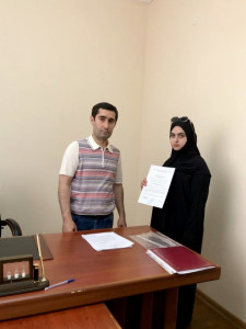 Вручение сертификата (свидетельства) о предоставлении безвозмездной субсидии на приобретение жилья Аджабаевой Диане Кирхляровне