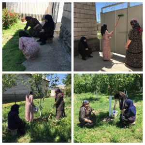 Соц раб.Тавболатова Хеда и волонтеры у обслуживаемой центром Яндуркаевой Мухажар с.Адильотар