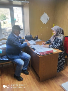 Проверка дневников и отчётов за август у социального работника селении Фите Ахмедова Гаджиахмеда