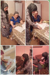 Абзаидова Асият - социальный работник 1 отделения социального обслуживания граждан пожилого возраста и инвалидов на дому, выполняет свои функции