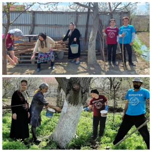 20.04.2022 года социальные работники села Ботаюрт совместно с волонтёрами с наступлением весныоказали помощь по очистке их приусадебных участков