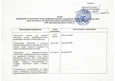 План мероприятий