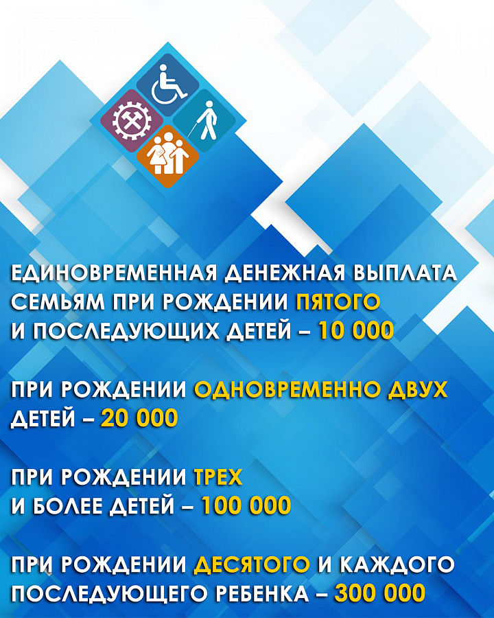 Информация  о размерах государственных пособий гражданам, имеющим детей    