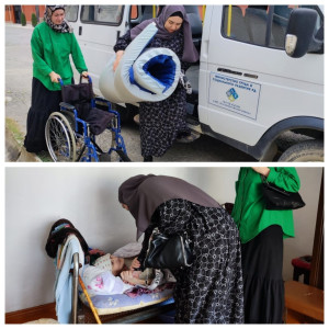 ГБУ РД КЦСОН В МО,,Хасавюртовский район,,отделения срочного социального обслуживания населения выехала в с.Петраковское с целью вручения коляски и ортопедического матраса.